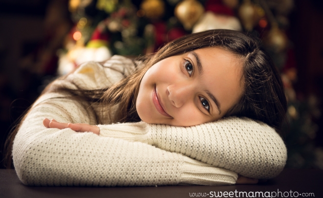 Girl in front of Christmas tree - Cyprus children and family Photography by Sweetmama