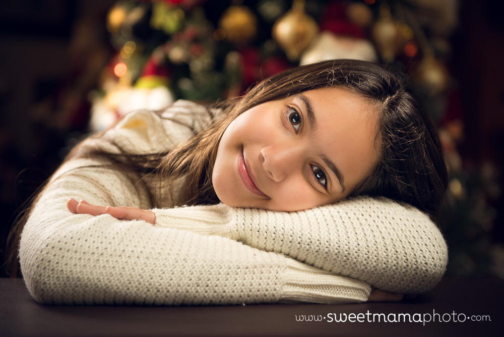 Girl in front of Christmas tree - Cyprus children and family Photography by Sweetmama